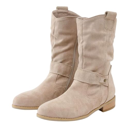 KonJim Damen-Stiefeletten aus Wildleder, weite Passform, lässig, bequem, leicht, lässig, wadenhoch, flache Stiefel mit seitlichem Reißverschluss, Winter, spitzer Zehenbereich, niedriger Absatz KonJim Damen-Stiefeletten aus Wildleder, weite Passform, lässig, bequem, leicht, lässig, wadenhoch, flache Stiefel mit seitlichem Reißverschluss, Winter, spitzer Zehenbereich, niedriger Absatz von KonJim