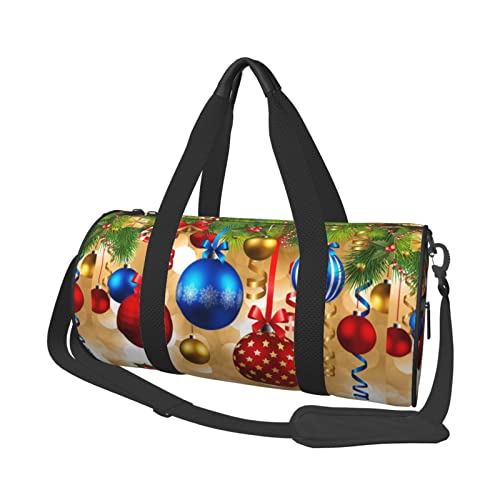 Reisetasche mit Aufdruck "Merry Christmas", für Männer und Frauen, 45 x 22,9 cm, für Reisen, Sport, Turnbeutel, Schwarz, Einheitsgröße von Koolr