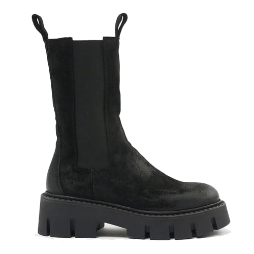 Copenhagen Studios CPH139 Chelsea-Stiefel in schwarz gefettetem Wildleder - CPH139VIT BLK - Gr, Schwarz, 38 EU von Kopenhagen