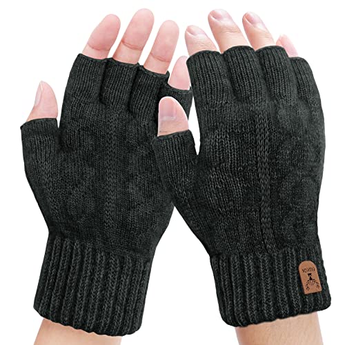 Kordear Herren Thermisch Fingerlose Handschuhe-Winter Fingerlose Handschuhe ohne fingerkuppen Strickhandschuhe Angenehm weich und flauschig für Alltag Freizeit für Männer Frauen von Kordear