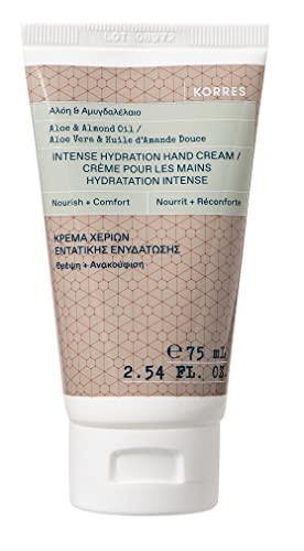 KORRES ALOE & ALMOND OIL Intensiv feuchtigkeitsspendende Handcreme mit Mandelöl, für geschmeidige Haut, silikon- und parabenfrei, 75 ml von KORRES