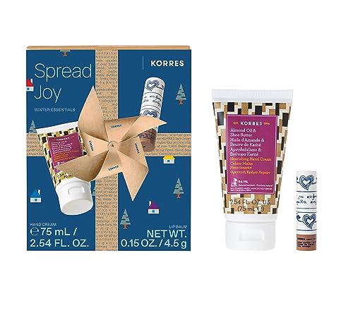 KORRES Hand- & Lippenpflege Geschenkset für Damen & Herren - intensive Pflege mit Mandelöl & Shea Butter für trockene Lippen & Hände: Handcreme 75ml + Cocoa Butter Lip Balm 4,5g von KORRES