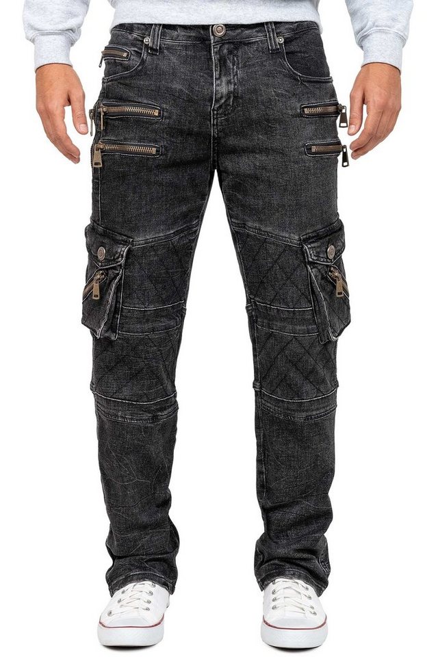 Kosmo Lupo 5-Pocket-Jeans Auffällige Herren Hose BA-KM060-1 Schwarz W29/L32 (1-tlg) mit Verzierungen und Nieten von Kosmo Lupo