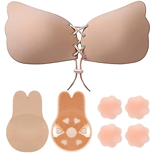 Kotashion Klebe BH Trägerlosen BH Selbstklebend Hochzeits Push Up Klebe BH Rückenfreier BH für Damen with Nipple Pads 2 Stück von Kotashion