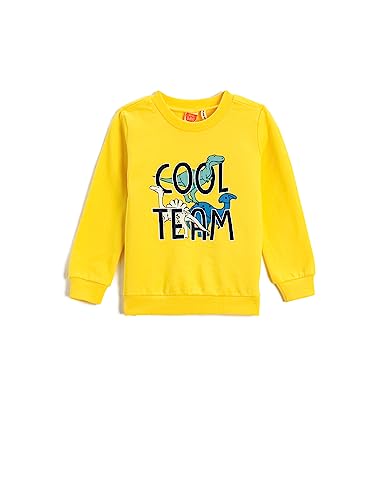 Koton Baby - Jungen Dinosaur Printed Long Sleeve Crew Neck Sweatshirt, Yellow (151), 12-18 Monate EU von Koton