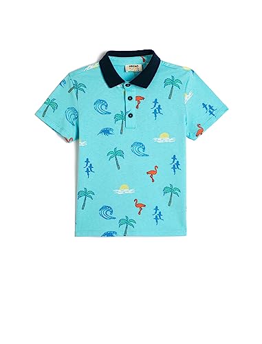 Koton Boys Polo T-Shirt Short Sleeve Button Detail Palm Printed Cotton von Koton