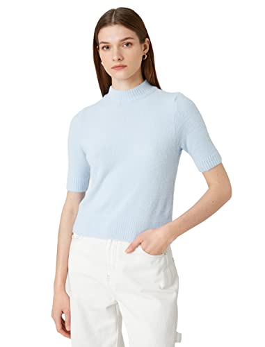 Koton Damen Half Turtleneck Short Sleeve Cozy Pullover Sweater, Blue (640), M EU von Koton