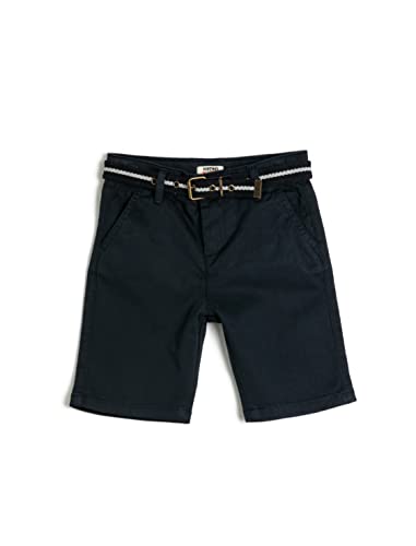 Koton Jungen Basic Bermuda Belt Detail Pockets Cotton Shorts, Navy (702), 7-8 Jahre EU von Koton