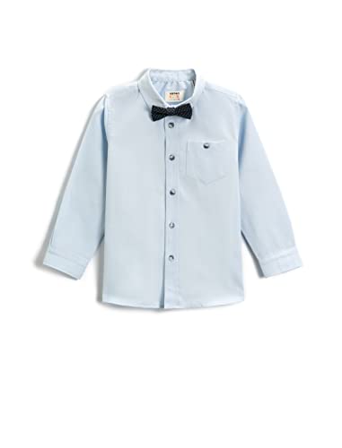 Koton Jungen Bow Tie Long Sleeve Cotton Shirt, Light Indigo (600), 3-4 Jahre EU von Koton
