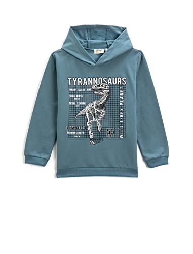 Koton Jungen Dinosaur Printed Hooded Long Sleeve Sweatshirt, Light Indigo (600), 5-6 Jahre EU von Koton