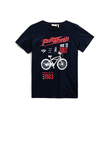 Koton Jungen Short Sleeve Crew Neck Printed Bicycle Themed T-Shirt, Navy (704), 11-12 Jahre EU von Koton