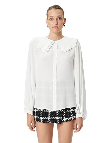 Koton Women Peter Pan Neck Ruffle Button Detail Long Sleeve Shirt von Koton