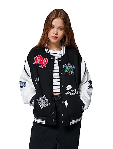 Koton Women Pocket Detail Ribbed Printed Embroidered Varsity Jacket von Koton