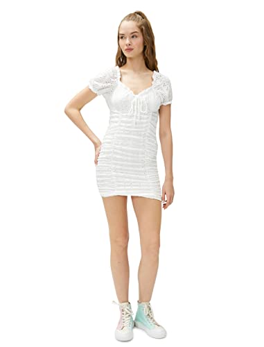 Koton Women Puff Sleeve Tie Detail Mini Dress von Koton