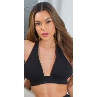 Party Bustier Triangel Feinripp Crop Neckholder Sommer Top von KouCla