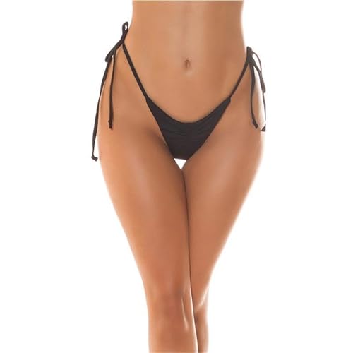 Koucla Sexy Damen Brazilian Tanga Bikinihose zum Binden Schwarz 42 (XL) von Koucla