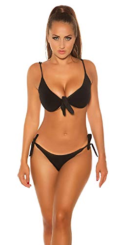 Sexy Damen Bikini Oberteil Träger zum Binden Schwarz 40 (L) von Koucla