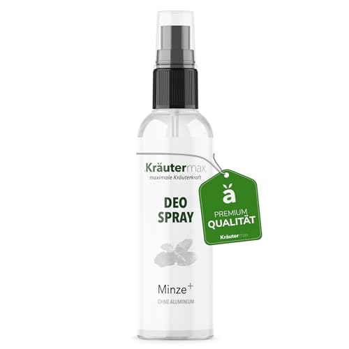 Minze Deo ohne Aluminium im praktischen Sprüher - fruchtiger Minze Damen-Duft für frische & wohlbefinden den ganzen Tag über - Deo Spray aus Mint, Salbei & Lemongras 3 x 100 ml von Kräutermax.