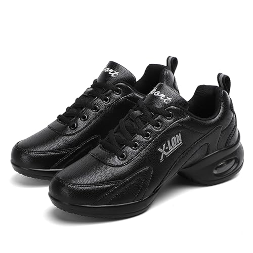 Damen Jazz-Schuhe Tanzsneaker,Jazzschuhe Damen Lace Up Tanzsneaker,Tanzschuhe für Sport,Walking,Tango Gymnastik Sportschuhe,Geteilte Sohle,Belastbar,Für Modern Tanz Gymnastik Sportschuhe von Kraftpaid