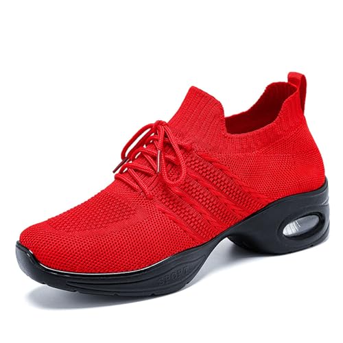 Damen Tanzsneaker,Jazzschuhe Damen Lace Up Tanzsneaker,Walking Tanzschuhe,Tanzschuhe für Sport Walking,Atmungsaktiv Sportschuhe Tanzen,Geteilte Sohle,FüR Line Dance,Jazz Und Andere Tanzstile von Kraftpaid