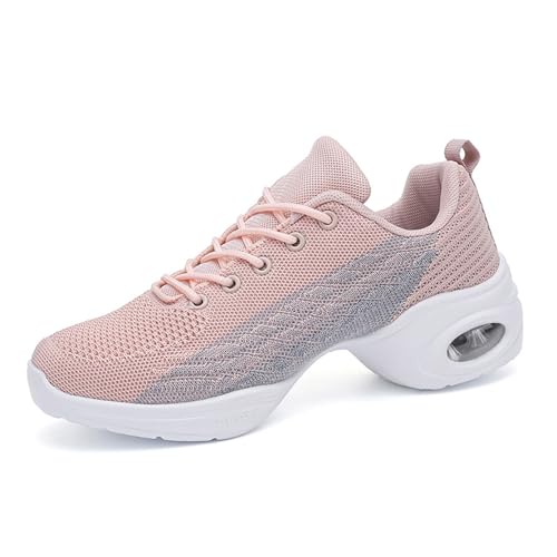 Damen Tanzsneaker,Walking Tanzschuhe,Damen Tanz-Sneaker Jazz-Schuhe,Tanzschuhe für Sport Walking,Trainer leichte Jazz Fersenschuhe,Split Sole Athletic Schuhe,FüR Line Dance,Andere Tanzstile von Kraftpaid