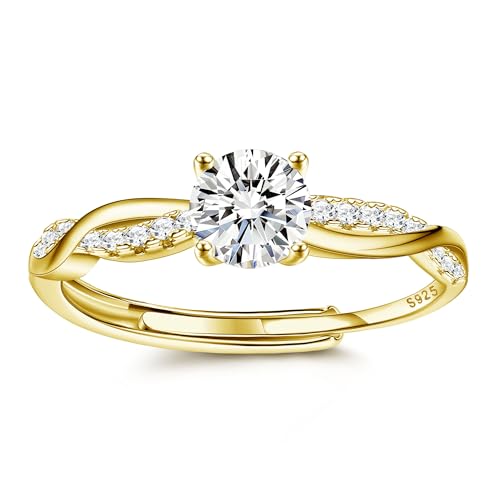 Krfy Ring Silber 925 für Damen CZ Verlobungsring Versprechen Ewigkeitsring Hochzeit 925 Sterlingsilber Ringe Verstellbare Ringe mit Offenem Finger Ringe Schmuck Zirkonia Ringe Silber für Damen von Krfy