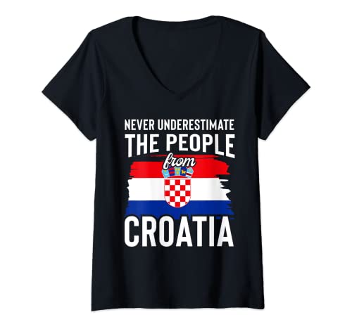 Damen Kroatien Jugoslavija Betrugo Kroatisch Jugo Nation Trikot T-Shirt mit V-Ausschnitt von Kroatien Jugoslawien Wappen Brate Trikot Balkan