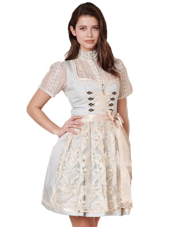 Krüger Madl Dirndl 'Dalina' Spitzenschürze 412465, Hellblau Creme 50 von Krüger Madl