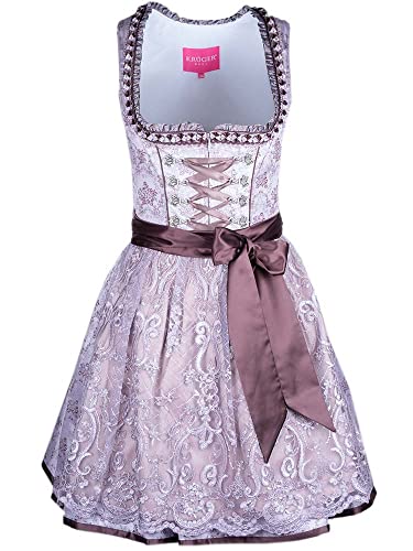 KRÜGER Dirndl Talea 50cm Damen Mauve | Jacquard Spitze elegant | kurz MADL Kollektion Gr 34 von Krüger