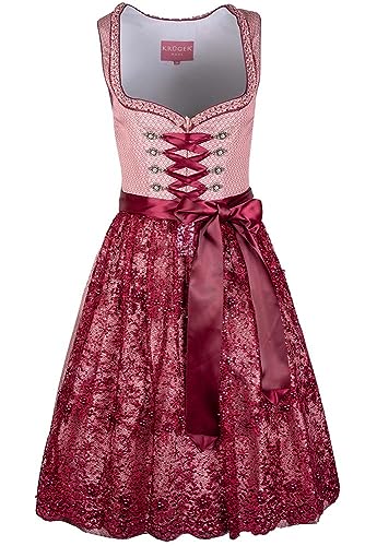 Krüger Dirndl Marica 60er Länge Beere | Jacquard-Dirndl schlicht elegant Gr 38 von Krüger