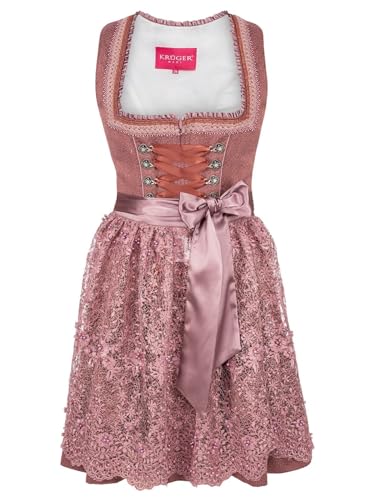 Krüger Dirndl Seline Beere | Jacquard-Dirndl mit Spitzenschürze | Damen (DE/NL/SE/PL, Numerisch, 42, Regular, Regular, Beere 50cm Länge) von Krüger