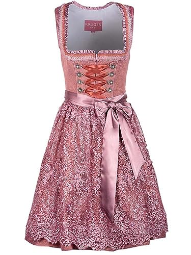 Krüger Dirndl Seline Beere | Jacquard-Dirndl mit Spitzenschürze | Damen (DE/NL/SE/PL, Numerisch, 38, Regular, Regular, Beere 60cm Länge) von Krüger