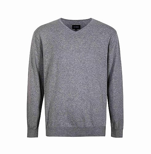 Krumba Herren Baumwolle Übergroß V-Ausschnitt Klassik Pullover 3XL Kohlegrau von Krumba