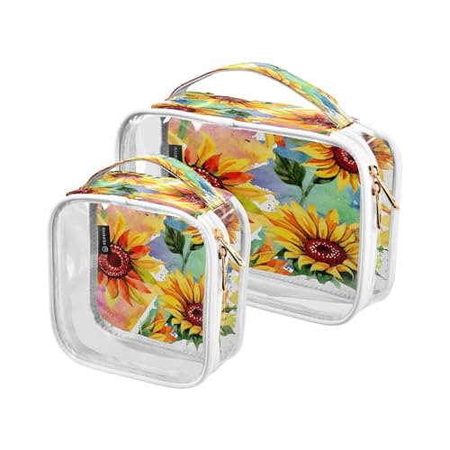 2 Stück Kosmetiktasche Kosmetiktasche Transparent Kosmetiktasche Kosmetiktasche Wild Sonnenblume für Frauen Männer Mädchen Gelb Blatt Bunt Kulturbeutel Kulturbeutel, mehrfarbig, Kulturbeutel 2 Stück Kosmetiktasche Kosmetiktasche Transparent Kosmetiktasche Kosmetiktasche Wild Sonnenblume für Frauen Männer Mädchen Gelb Blatt Bunt Kulturbeutel Kulturbeutel, mehrfarbig, Kulturbeutel von Ksajwzf
