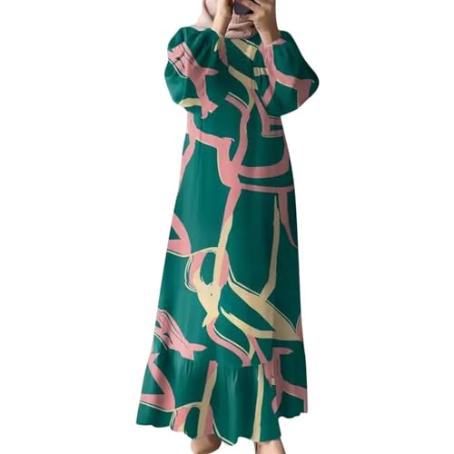 Abaya Muslim Damen: Lang Festlich Frühlings Muslimische Kleider Abaya Muslim Langarm Baumwolle Einteilig Elegant Gebetskleidung Namaz Elbisesi Kadin Vintage Große Größen Hijab Kleid Gebetskleid von Kswlwccpp