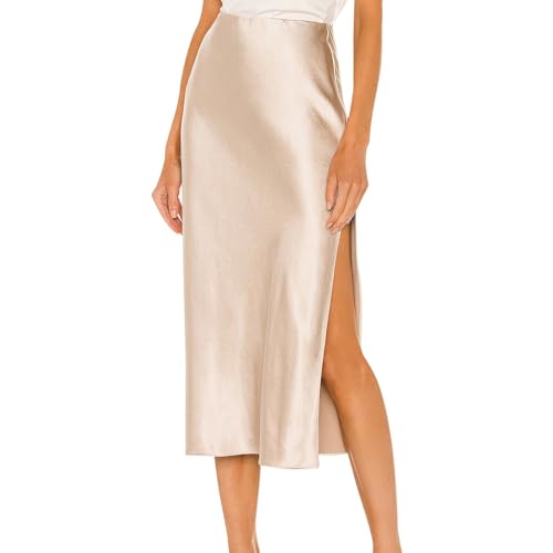 Damen High Waist Midi Rock Satin Fishtail Seidiger Satinrock Business Bleistiftrock Elegant mit Schlitz Hüftrock Arbeitrock Bürorock Glänzende Rock Vintage Figurbetonter Rock Damen High Waist Midi Rock Satin Fishtail Seidiger Satinrock Business Bleistiftrock Elegant mit Schlitz Hüftrock Arbeitrock Bürorock Glänzende Rock Vintage Figurbetonter Rock von Kswlwccpp