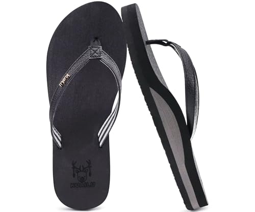 KuaiLu Flip Flops Damen Weich Stoff Zehentrenner Frauen Bade Sandalen Bequeme Füße Badelatschen Yoga Matte Fussbett Sommer Strand Zehensandalen rutschfest Gummi Indoor Outdoor Schwarz 41 von KuaiLu