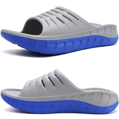 KuaiLu Recovery Sandalen Herren Bequeme Plantarfasziitis Schlappen Orthopädische Offene Zehen Männer Sport Latschen Leicht Badelatschen Badeschlappen Sommer Strand Badesandalen GrauBlau EU40 von KuaiLu