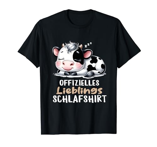 Kuh Schlafshirt Pyjama Schlafanzug Damen Mädchen Müde Kuh T-Shirt von Kuh Geschenke Schlafshirt Mädchen Frauen