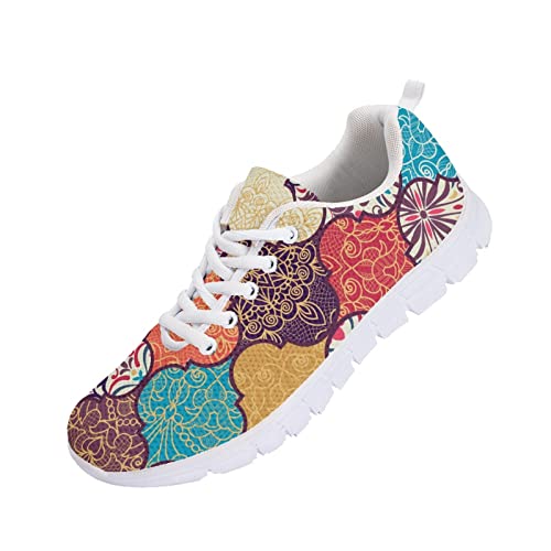 Kuiaobaty Atmungsaktive Netz-Wanderschuhe für Teenager-Mädchen, Tierstruktur, Camouflage, Sonnenblumen-Druck, Tennis-Turnschuhe, Sportschuhe, Marokkanisches Muster, 43.5 EU von Kuiaobaty