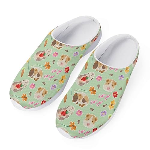 Kuiaobaty Color Splatter Slipper für die Arbeit, für Damen und Herren, bequeme flache Sneaker zum Spazierengehen, Meerschweinchen Blumen, 37 EU von Kuiaobaty