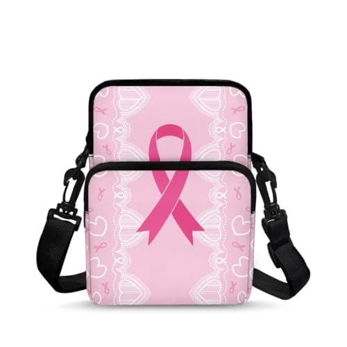 Kuiaobaty Crossbody-Tasche für Damen, Schultertasche, Handyhalter mit Riemen, rosa Schleife, Pink Ribbon, Medium Kuiaobaty Crossbody-Tasche für Damen, Schultertasche, Handyhalter mit Riemen, rosa Schleife, Pink Ribbon, Medium von Kuiaobaty