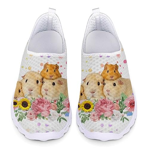 Kuiaobaty Damen Herren Slip-On-Sneaker mit Tierdruck, leicht, Damen-Totenköpfe, modische Sneaker, Fraktal-Kunst-Laufschuhe, Meerschweinchen-Familie, 37 EU von Kuiaobaty