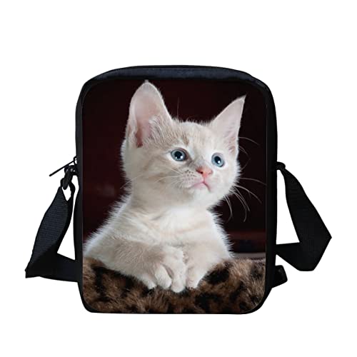 Kuiaobaty Damen-Umhängetasche, kleine Messenger-Tasche für Schulmädchen mit verstellbarem Riemen, kleine Umhängetasche, Vivid Cat von Kuiaobaty