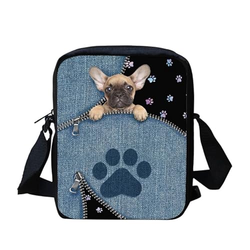 Kuiaobaty Frauen Crossbody Tasche Kleine Messenger Bag für Mädchen Teenager Handytasche Frauen mit Gurt Umhängetasche, Französische Bulldogge Pfote von Kuiaobaty