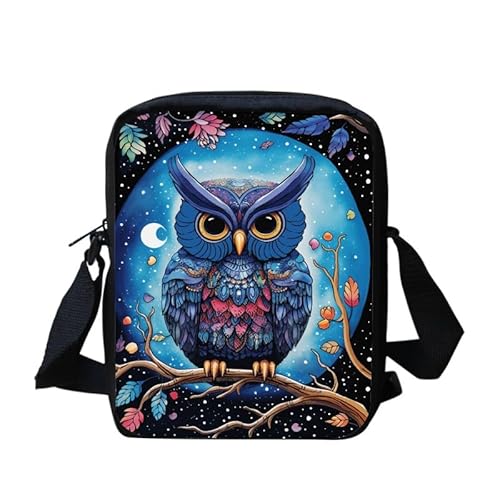 Kuiaobaty Frauen Crossbody Tasche Kleine Messenger Bag für Mädchen Teenager Handytasche Frauen mit Gurt Umhängetasche, Mond Nachteule von Kuiaobaty