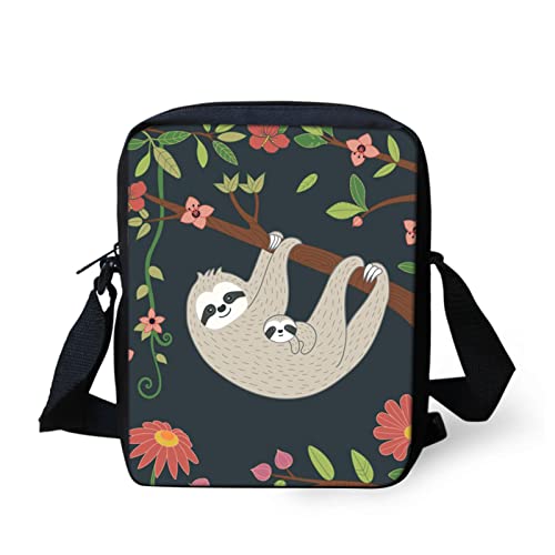 Kuiaobaty Kleine Umhängetasche für Jungen und Mädchen, kleine Schultertasche, Damen, Crossbody-Handytasche, lässige Messenger Bag, Mutter und Baby Faultier von Kuiaobaty