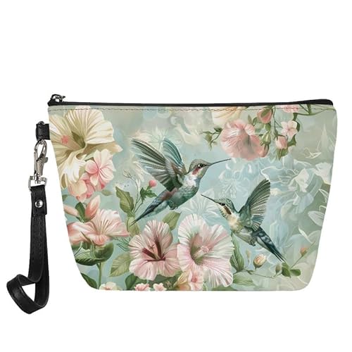 Kuiaobaty Kosmetiktasche für Damen, Make-up-Tasche für Geldbörse, Reisen, große Kapazität, Kulturbeutel, Kosmetiktasche für Mädchen, Vögel Hibiskus, Taschen-Organizer von Kuiaobaty