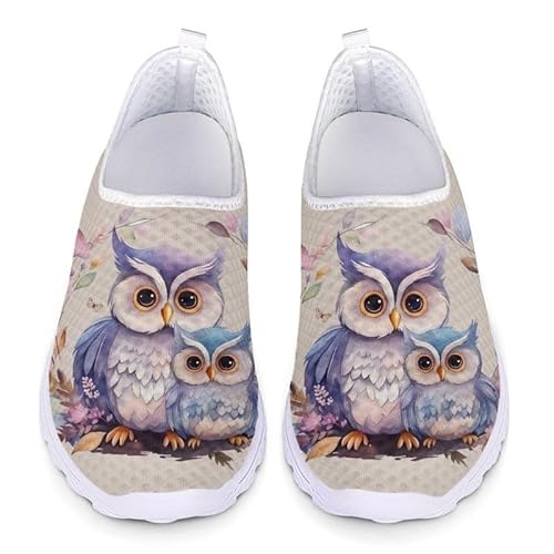 Kuiaobaty Lauflernschuhe mit niedlichem Hundeaufdruck, leichte Schlupfschuhe, Laufschuhe, Sneaker, leichte Arbeitsschuhe, Aquarell Eule Mon Child, 35.5 EU von Kuiaobaty