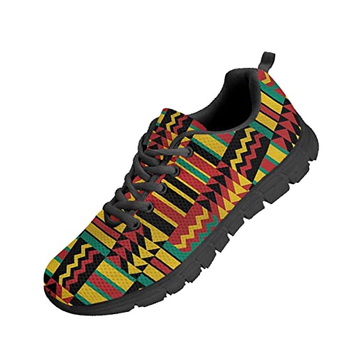 Kuiaobaty Laufschuhe Herren Sneaker Camouflage Tier Textur Tribal Muster Athletic Turnschuhe Leichte Sportschuhe Schwarz, Afrikanische ethnische Farbe, 40.5 EU von Kuiaobaty